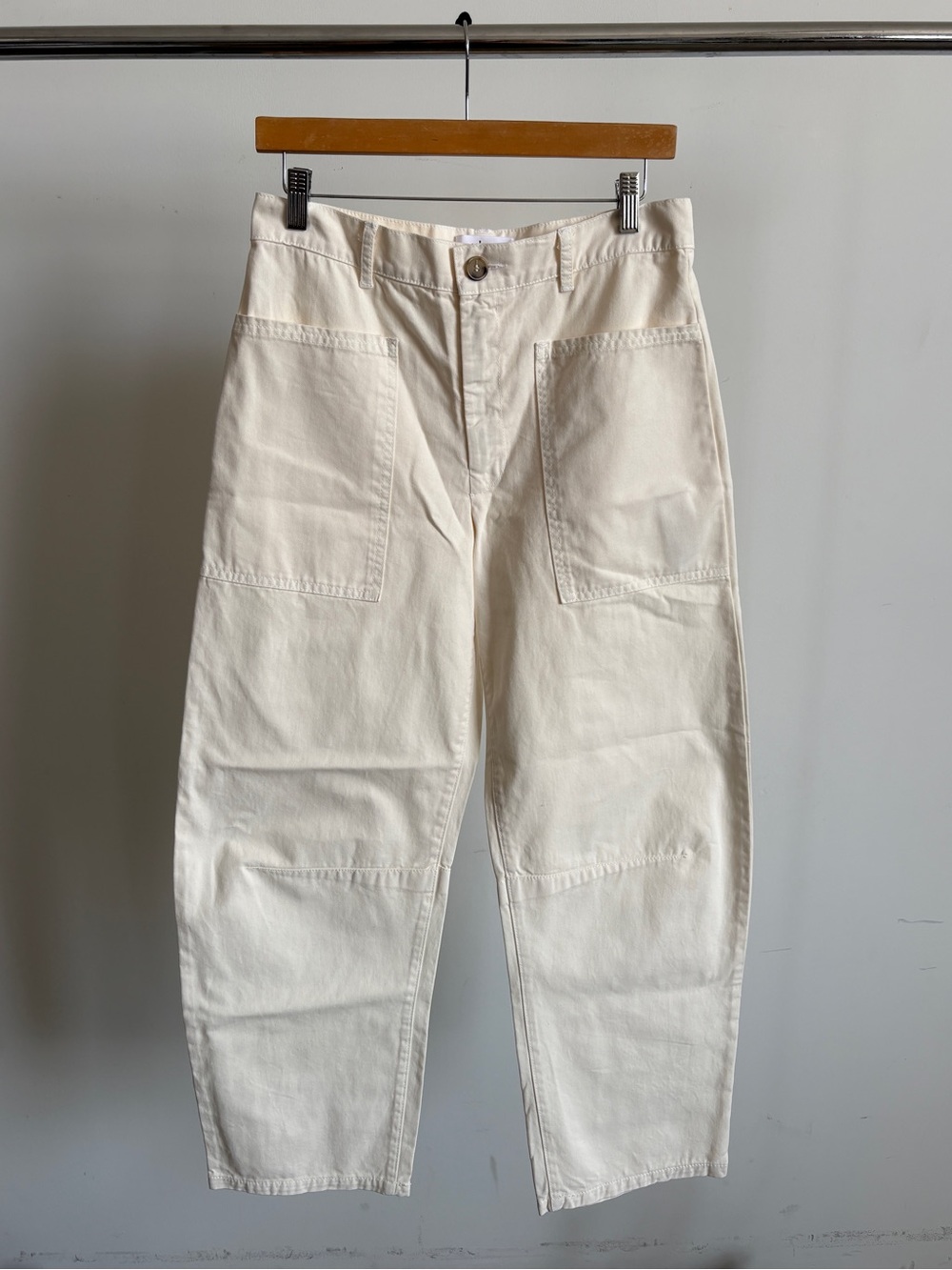 Velvet by Graham & Spencer Off-White Cotton Utility Trousers